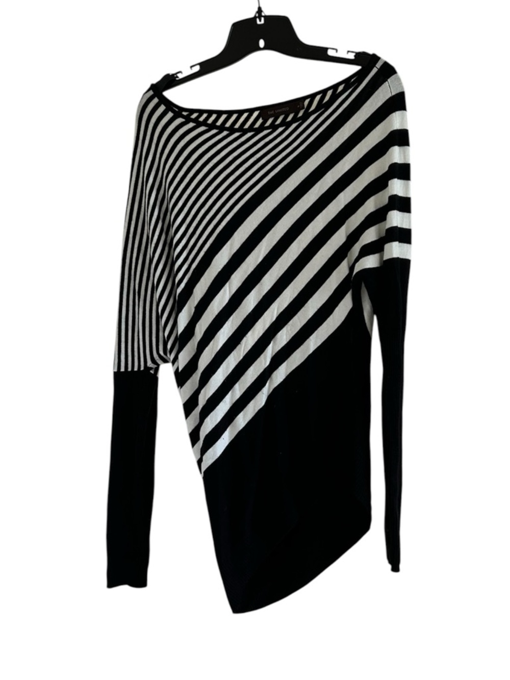The Limited Striped Black & White Off-Shoulder Size Medium Long Sleeve Sweater